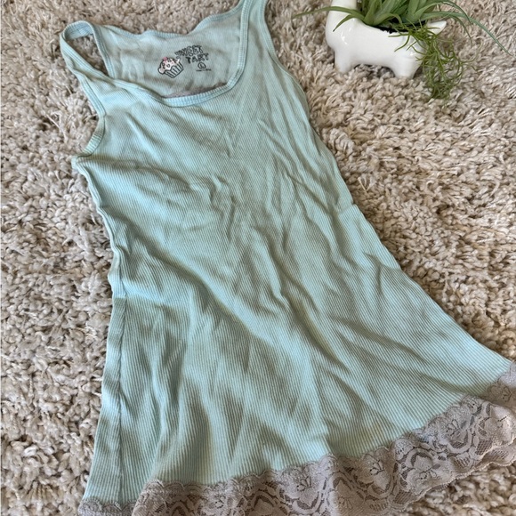 Tops - 2000s vintage Y2K Sweet Tart cupcake light blue playful womens tank top …